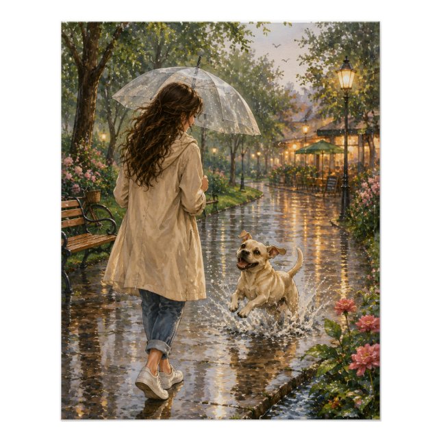 Gemütliche Wasserfarben-Hund-Illustration Poster (Vorderseite)
