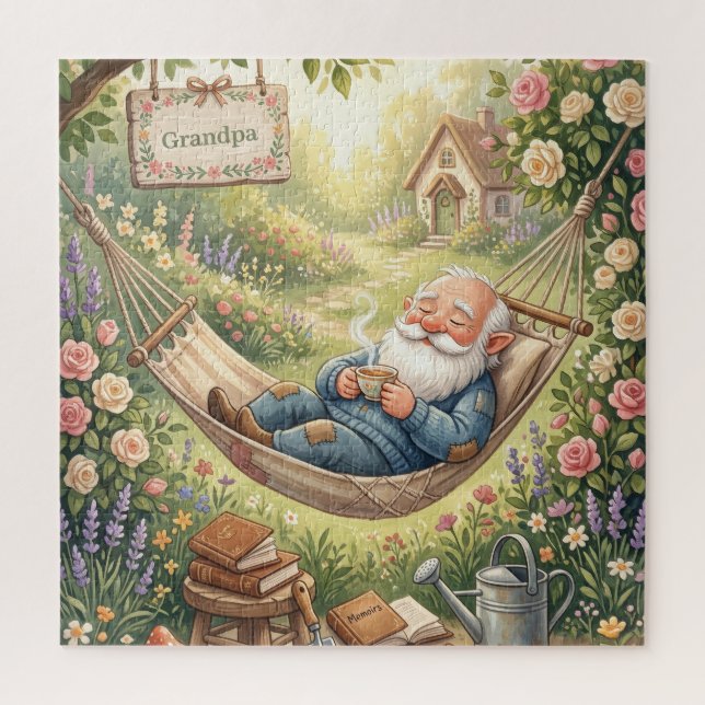 Gemütliche Wasserfarben-Illustration eines schlafe Puzzle (Vertikal)