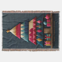 Gemütliche wattierte Stofftextur-Weihnachtsbaum