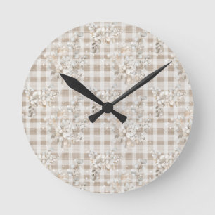 Gemütliche Weihnachten Erdtöne floral Runde Wanduhr