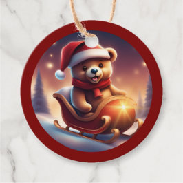 Gemütliche Weihnachten Teddy Sleigh TWArt Geschenkanhänger