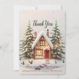 Gemütliche Weihnachts-Cottage-Dankeskarten – Aquar Dankeskarte