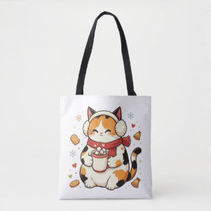 Gemütliche Weihnachts-Dreifarbenkatze-Tasche