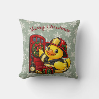 Gemütliche Weihnachts-Feuerwehrmann-Gummiente-Deko Kissen
