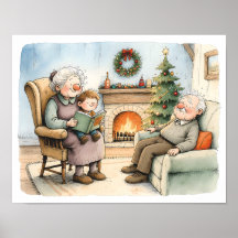 Gemütliche Weihnachts-Großeltern-Geschichtenwandku