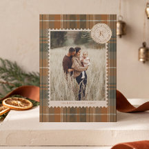 Gemütliche Weihnachts-Karo-Poststempel-Familienfot