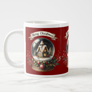 Gemütliche Weihnachts-Schneekugel-Hüttenszene Jumbo-Tasse