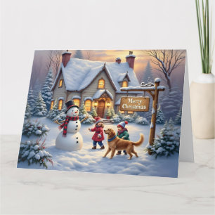 Gemütliche Weihnachts-Schneeszene-Kunst Karte
