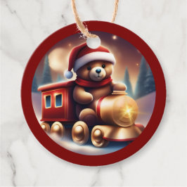 Gemütliche Weihnachts-Teddybahn TWArt Geschenkanhänger