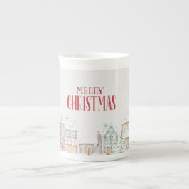 Gemütliche Weihnachts-Winterhäuser Prozellantasse