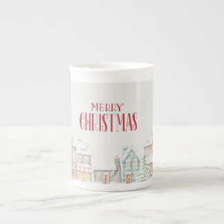 Gemütliche Weihnachts-Winterhäuser Prozellantasse