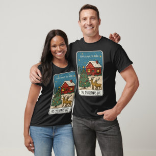Gemütliche Weihnachtsabend-Szene Hütte, Rentiere & T-Shirt