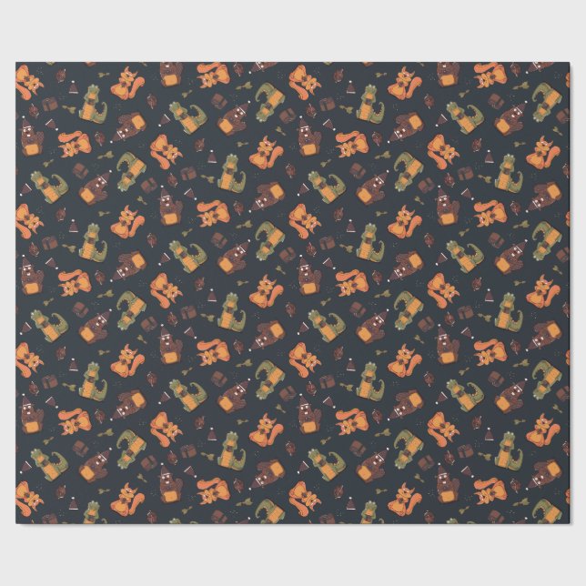 Gemütliche Weihnachtsanimationen Geschenkpapier (Saum)