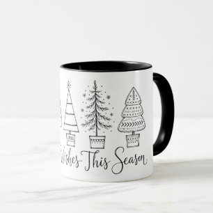 Gemütliche Weihnachtsbaum-Linienkunst-Illustration Tasse