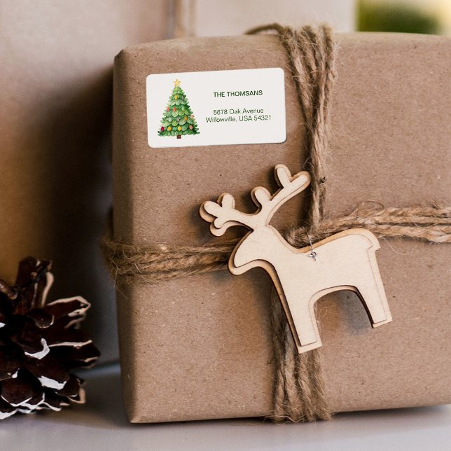 Gemütliche Weihnachtsbaum-Star-Rücksendeadresse Adressaufkleber (Cozy Christmas Tree Star Return Address Label
)