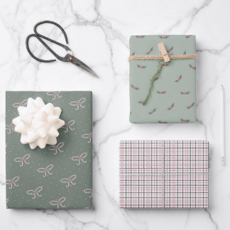 Gemütliche Weihnachtsbögen und Zweige Geschenkpapier Set