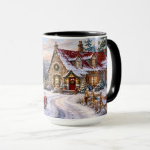 Gemütliche Weihnachtscottage-Wintertasse