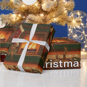 Gemütliche Weihnachtsfamilie Ansammlung Geschenkpapier