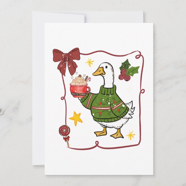 Gemütliche Weihnachtsgans Feiertagsdesign Einladung (Vorderseite)