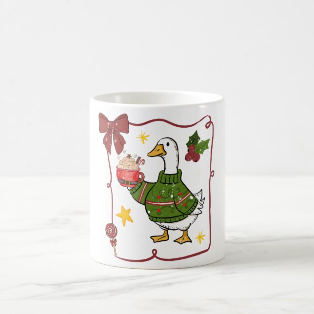 Gemütliche Weihnachtsgans Feiertagsdesign Kaffeetasse (Mittel)