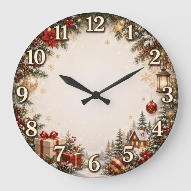 Gemütliche Weihnachtsgeschenk-Wanduhr Große Wanduhr (Vorderseite)