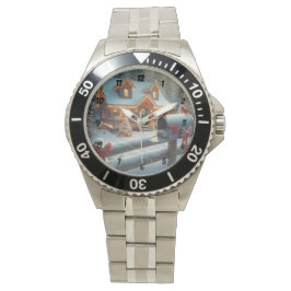 Gemütliche Weihnachtshütte Winterwunderland Armbanduhr