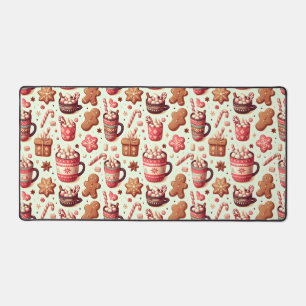 Gemütliche Weihnachtskakao- und Lebkuchenmuster Schreibtischunterlage