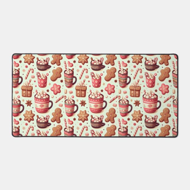 Gemütliche Weihnachtskakao- und Lebkuchenmuster Schreibtischunterlage (Vorderseite)