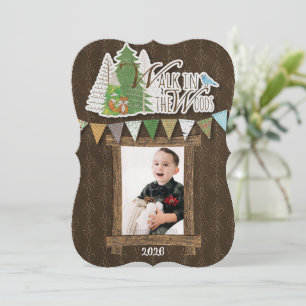 Gemütliche Weihnachtskarte braun ornamental Wald Feiertagskarte