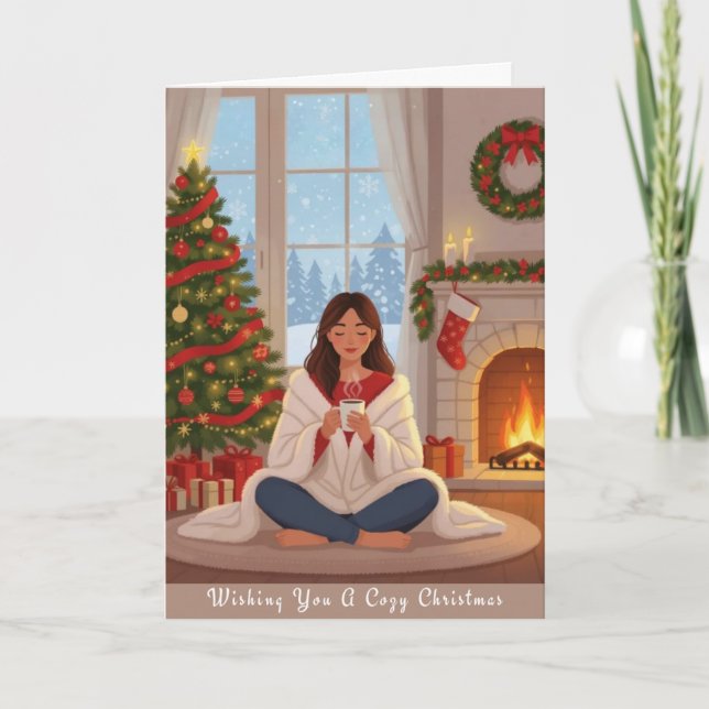 Gemütliche Weihnachtskarte Feiertagskarte (Vorderseite)