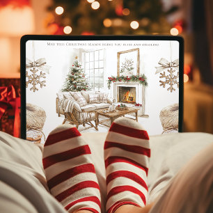 Gemütliche Weihnachtskarte mit Foto und Watercolor Feiertagskarte