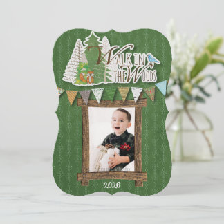Gemütliche Weihnachtskarte Wald Grün Ornamental Feiertagskarte