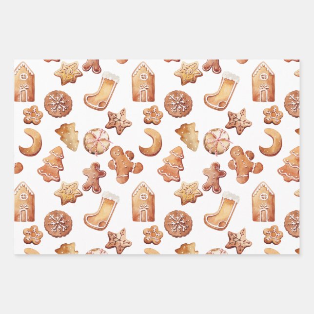 Gemütliche Weihnachtskekse Wrapping Paper Geschenkpapier Set (Vorderseite)