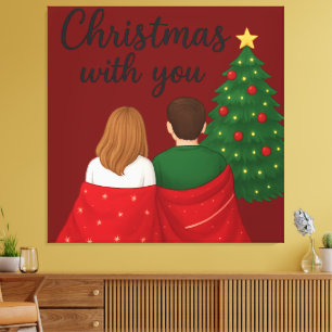 Gemütliche Weihnachtsmomente zusammen Leinwanddruck