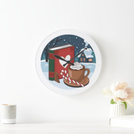 Gemütliche Weihnachtsnacht mit heißem Cocoa Große Wanduhr