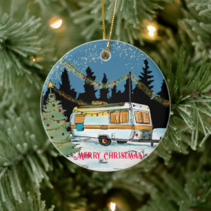 Gemütliche Weihnachtsreise: Feiern der Jahreszeit Keramik Ornament