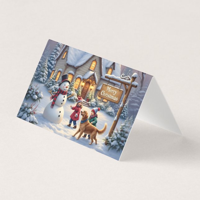 Gemütliche Weihnachtsschnee-Szene-Kunst (Vorderseite)