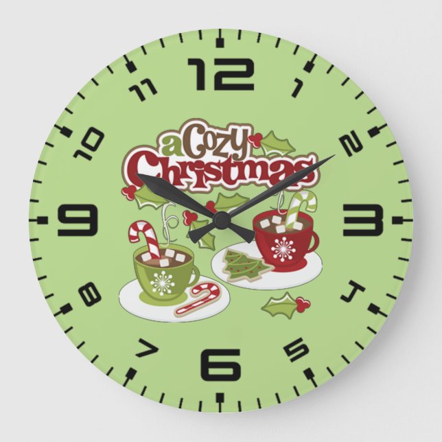 Gemütliche Weihnachtsstimmung Große Wanduhr (Vorderseite)