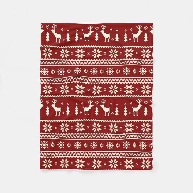 Gemütliche Weihnachtsstrickdecke Fleecedecke (Vorderseite)
