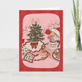 Gemütliche Weihnachtsszene Wasserfarben-Feiertagsk Karte