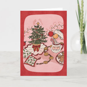 Gemütliche Weihnachtsszene Wasserfarben-Feiertagsk Karte