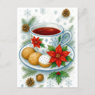 Gemütliche Weihnachtstee- und Kekse-Feiertags-Post Feiertagspostkarte