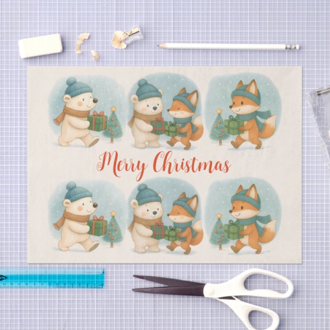 Gemütliche Weihnachtstiere Tissue-Papier Seidenpapier (Handwerk)
