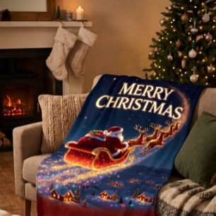 Gemütliche Weihnachtszeit Weihnachtsmann Fliegende Fleecedecke