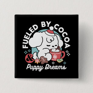 Gemütliche Welpenträume - heiße Schokolade und Wei Button