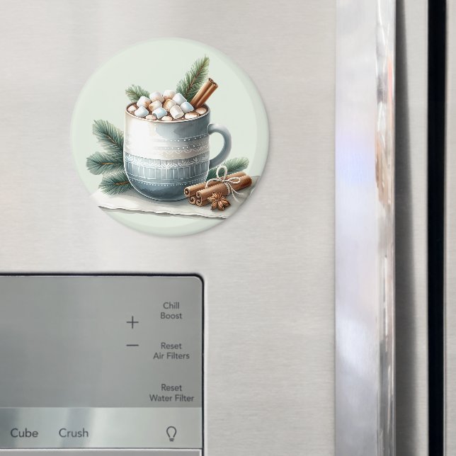 Gemütliche Winter-Cocoa-Marshmallow-Tassenszene Magnet (In Situ (Kühlschrank))