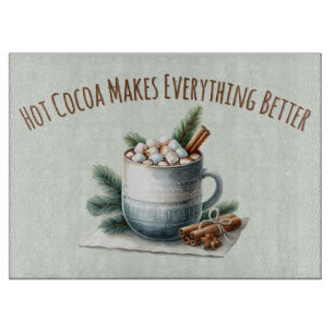 Gemütliche Winter-Cocoa-Marshmallow-Tassenszene Schneidebrett