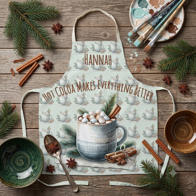 Gemütliche Winter-Cocoa-Marshmallow-Tassenszene Schürze (Cozy Winter Cocoa Marshmallow Mug Scene Apron)