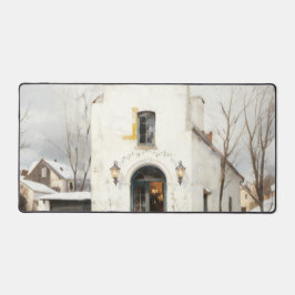 Gemütliche Winter-Cottage-Schreibtischunterlage Schreibtischunterlage