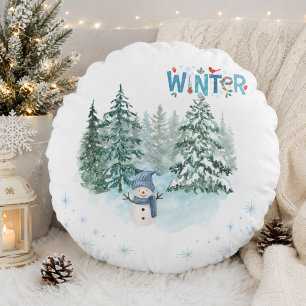 Gemütliche Winter-Hausdekoration Rundes Kissen